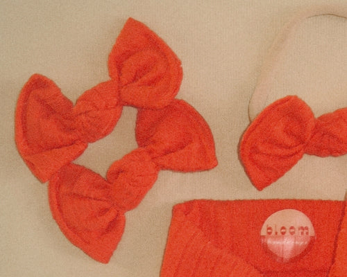 Tangerine Wide Ribbed BloomCLIPS OR Nylon Headband