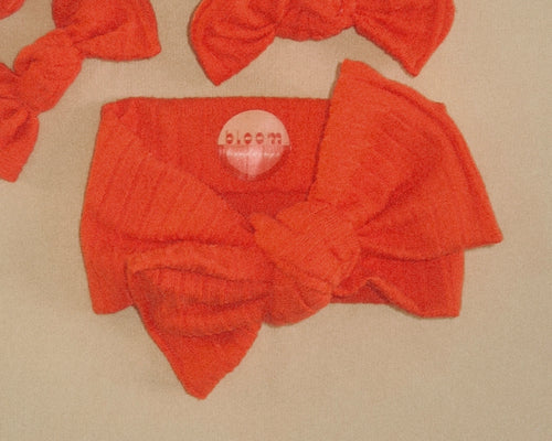 Tangerine Wide Ribbed Tie On Headwrap