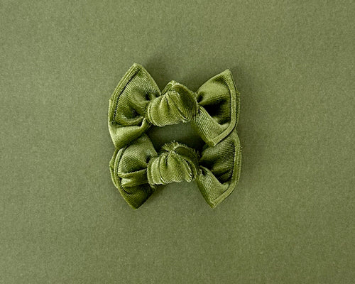 Olive Green Velvet BloomCLIPS set of 2