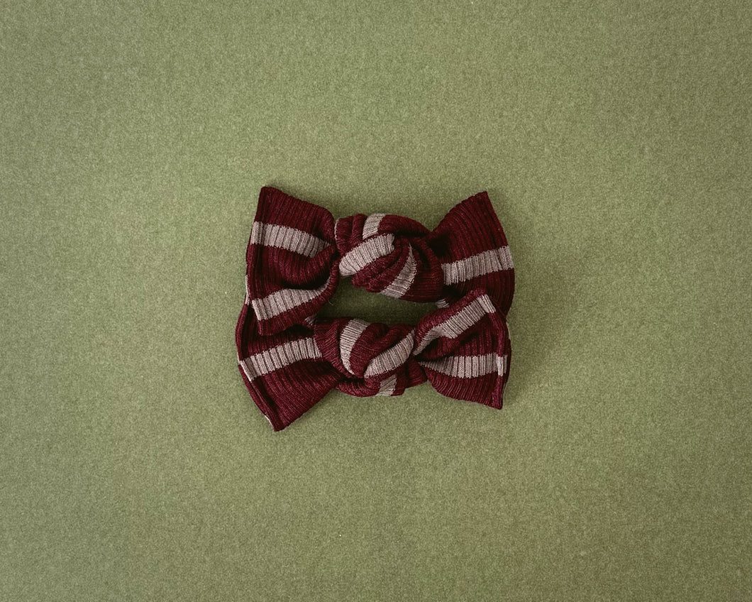 Maroon Stripe Ribbed BloomCLIPS or Nylon