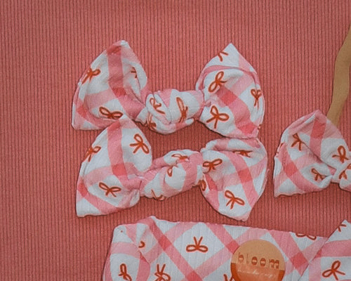 Plaid Bow Ribbed BloomCLIPS or Nylon Headband