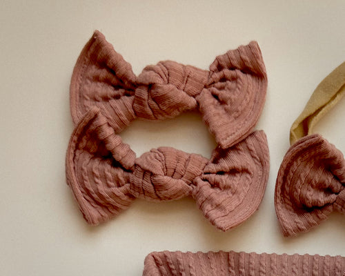 Dusty Blush Wavy Ribbed BloomCLIPS or Nylon Headband