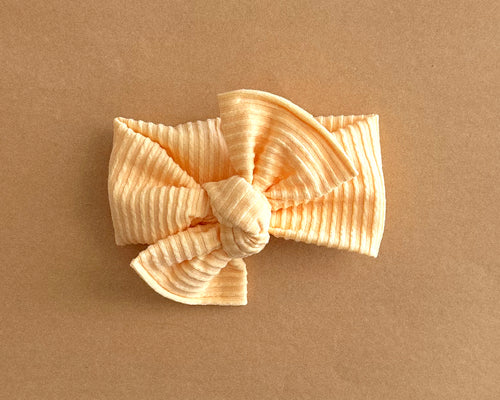 Orange Cream Wavy Ribbed Tie On Headwrap