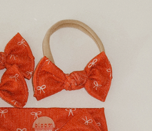 Red Bows Ribbed BloomCLIPS or Nylon Headband