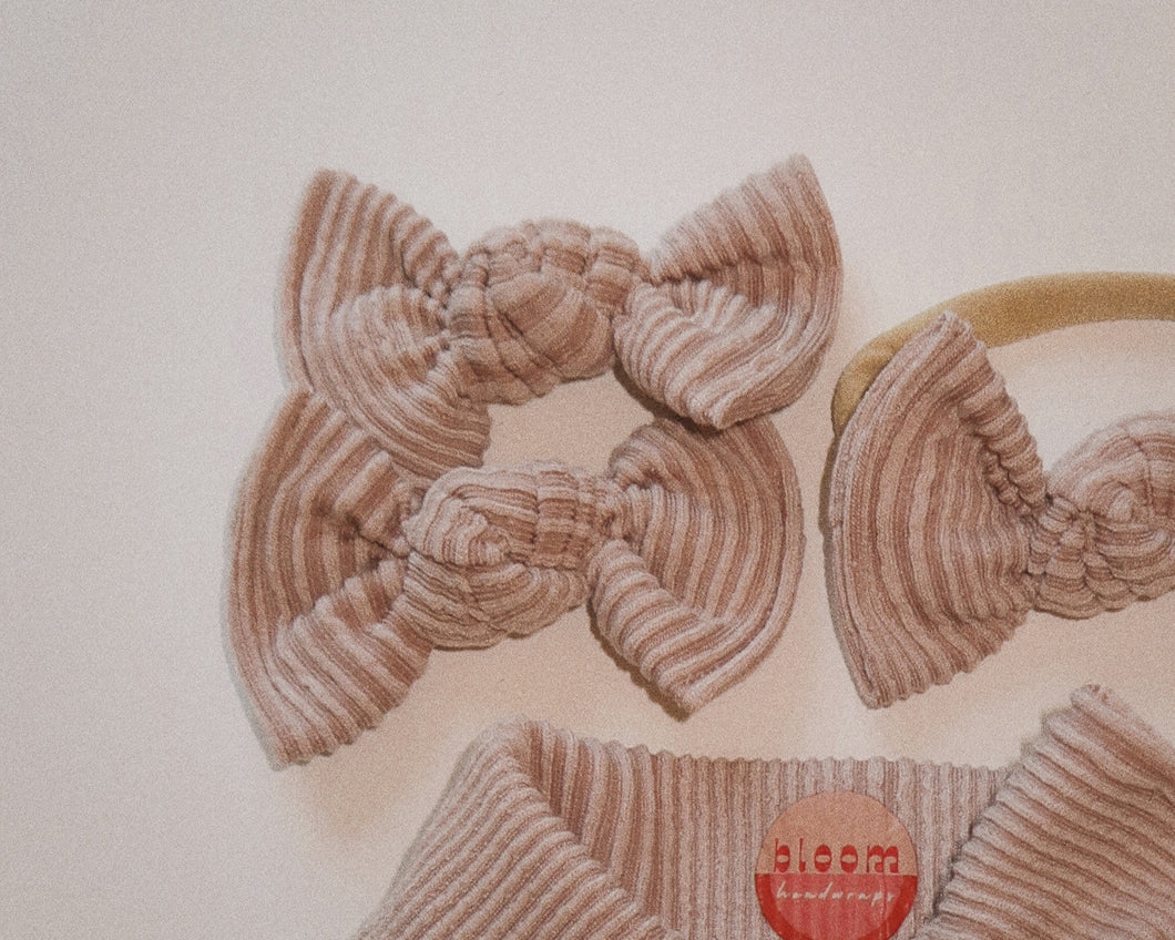 wavy ribbed in tan for bloom clips for your toddler baby girl