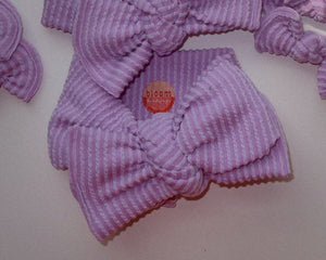 Oversized Bow Lavender Wavy Ribbed Tie On Headwrap