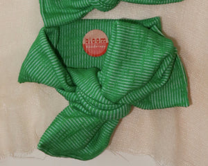 Oversized Bow Green Ribbed Tie On Headwrap