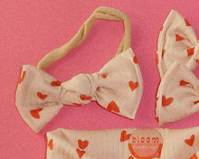 Cream Hearts Ribbed BloomCLIPS or Nylon Headband