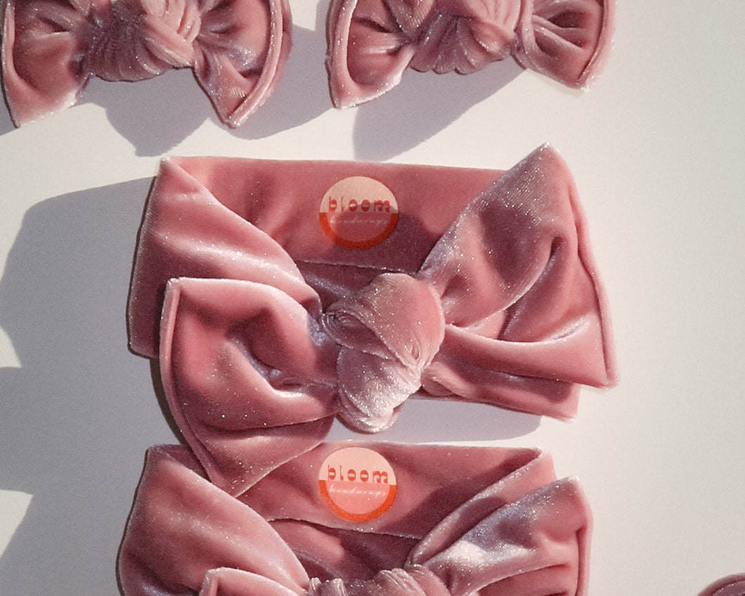 Blush Velvet Tie On Headwrap