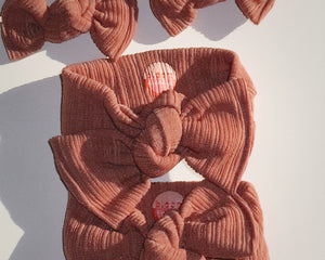 Terracotta Raised Fuzzy Ribbed Tie On Headwrap