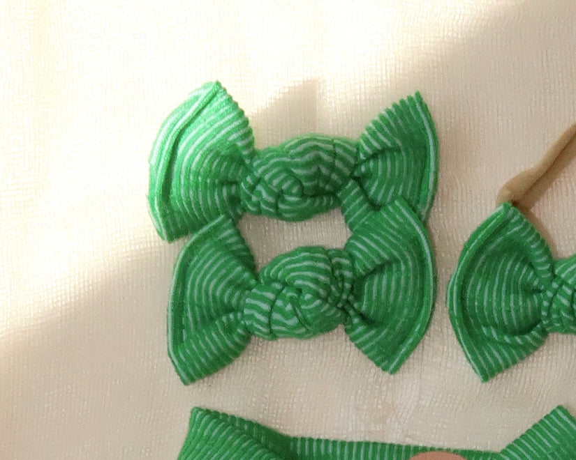 Green Ribbed BloomCLIPS or Nylon Headband