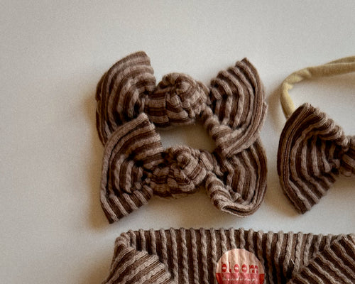 Coffee Wavy Ribbed BloomCLIPS or Nylon Headband