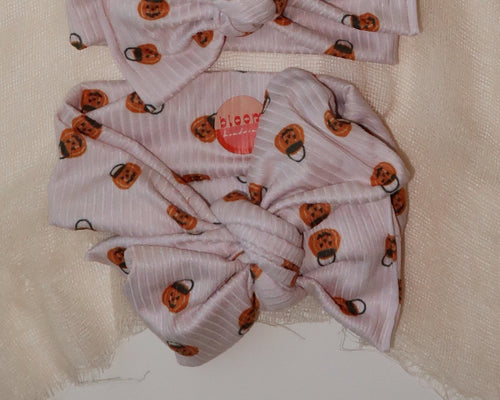 Oversized Bow Trick Or Treat Ribbed Tie On Headwrap