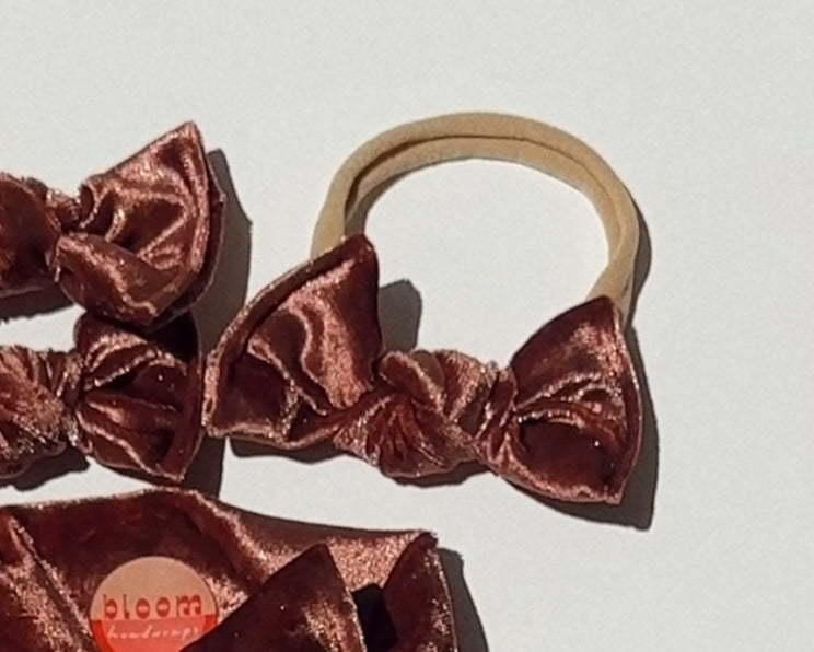 Terracotta Crushed Velvet BloomCLIPS or Nylon Headband