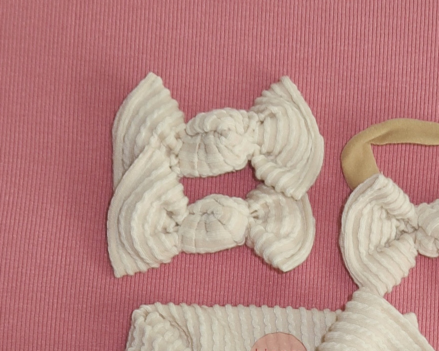 Bone Wavy Ribbed BloomCLIPS or Nylon Headband