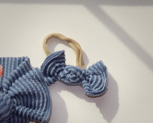 Denim Wavy Ribbed BloomCLIPS or Nylon Headband