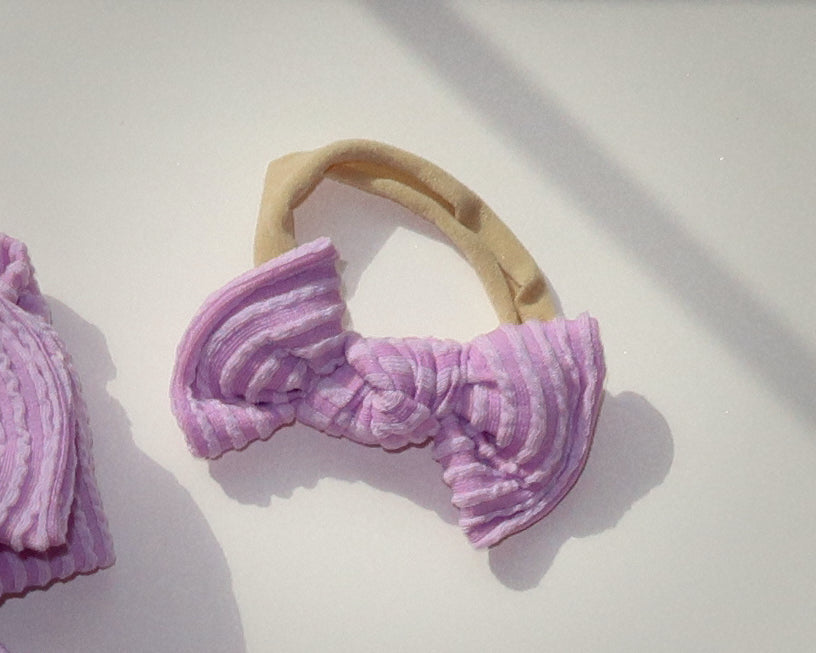 Lavender Wavy Ribbed Bloomclips OR Nylon Headband