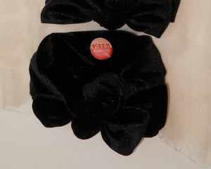 Oversized Black Velvet Tie On Headwrap