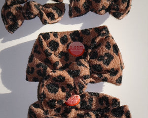 Brown and Black Cheetah Tie On Headwrap