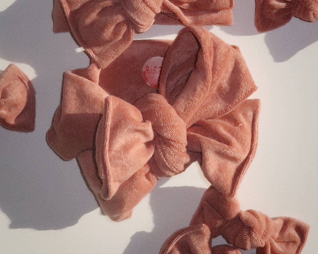 Oversized Bow Dusty Rose Terry Cloth Tie On Headwrap