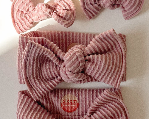 headband for baby girl bows muted wavy ribbed tie on stretchy and adjustable