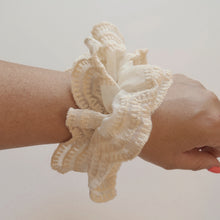 cream lacy oversized scrunchie