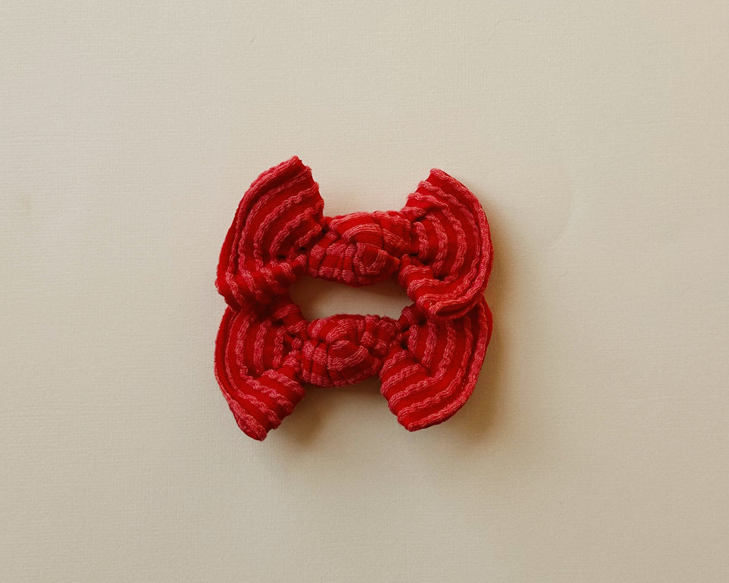 red wavy ribbed baby toddler bows piggy sets 