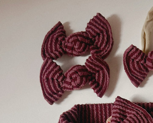 Burgundy Wavy Ribbed BloomCLIPS or Nylon Headband