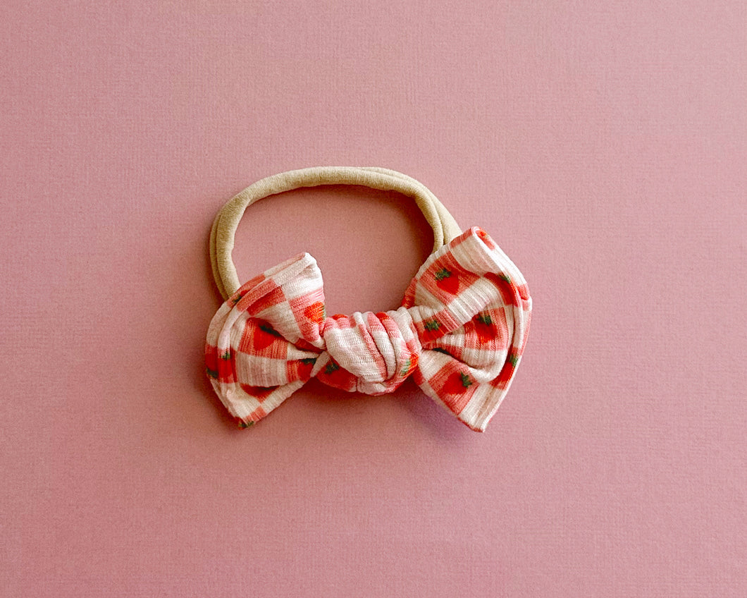 *RESTOCK* Strawberry Check BloomCLIPS or Nylon Headband